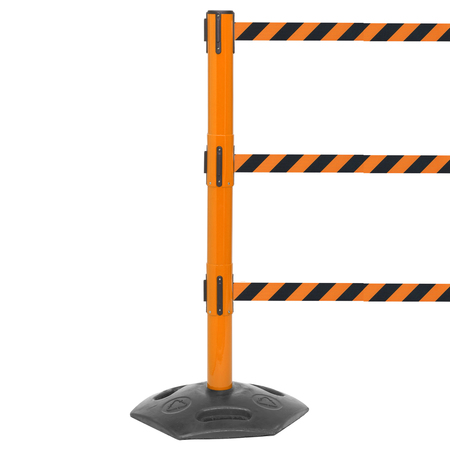 QUEUE SOLUTIONS WeatherMaster Triple 250, Orange, 11' Ylw/Blk CAUTION DO NOT ENTER Belt WMRTriple250O-YBC110